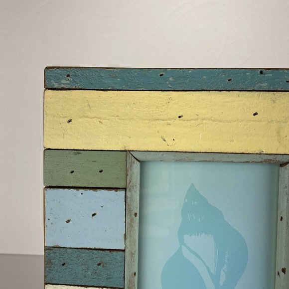 Z Gallerie 4 x 6 Picture Frame Distressed Painted Wooden Beach Ocean Theme - Picture 3 of 10